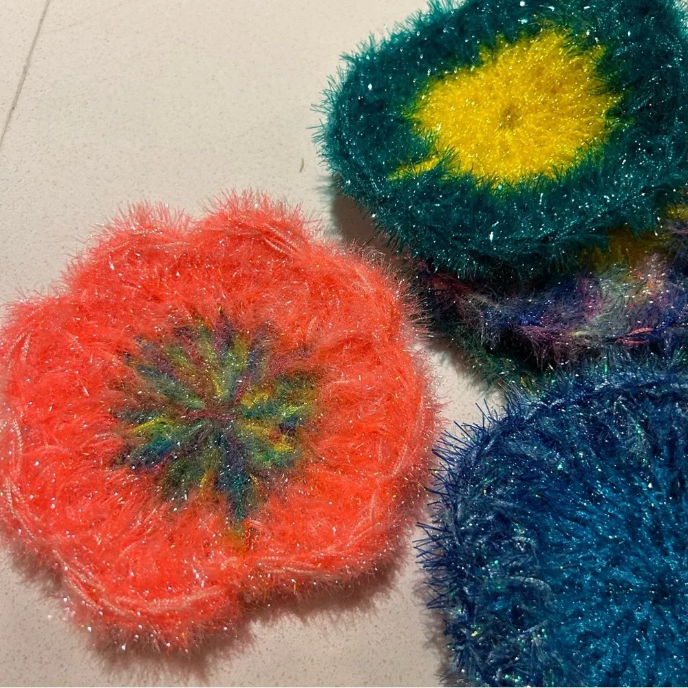 Crochet Sparkly Kitchen Scrub Sponge for Dishes- Set of 2
